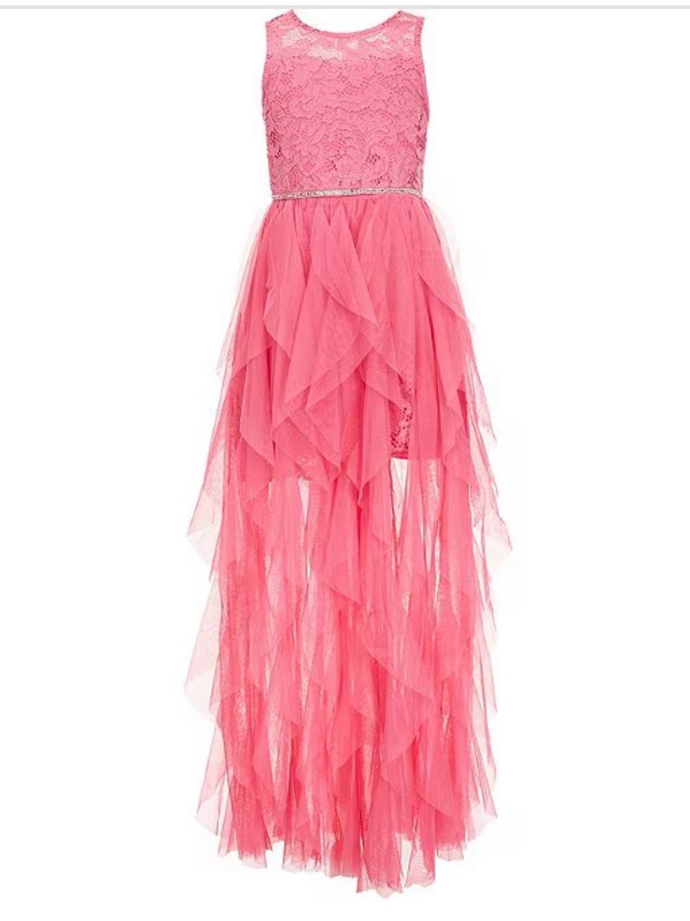 Rare Editions NWT SleevelessLace Bodice/Cascading WalkThrough Skirted Maxi Dress